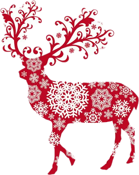 Red Reindeer with Snowflake Patterns for Christmas