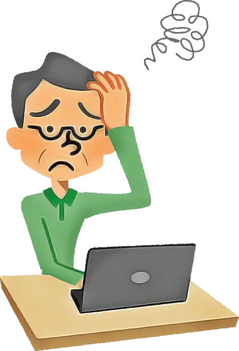 Worried Man with Laptop