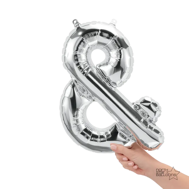 Silver Foil Ampersand Balloon for Festive Occasions