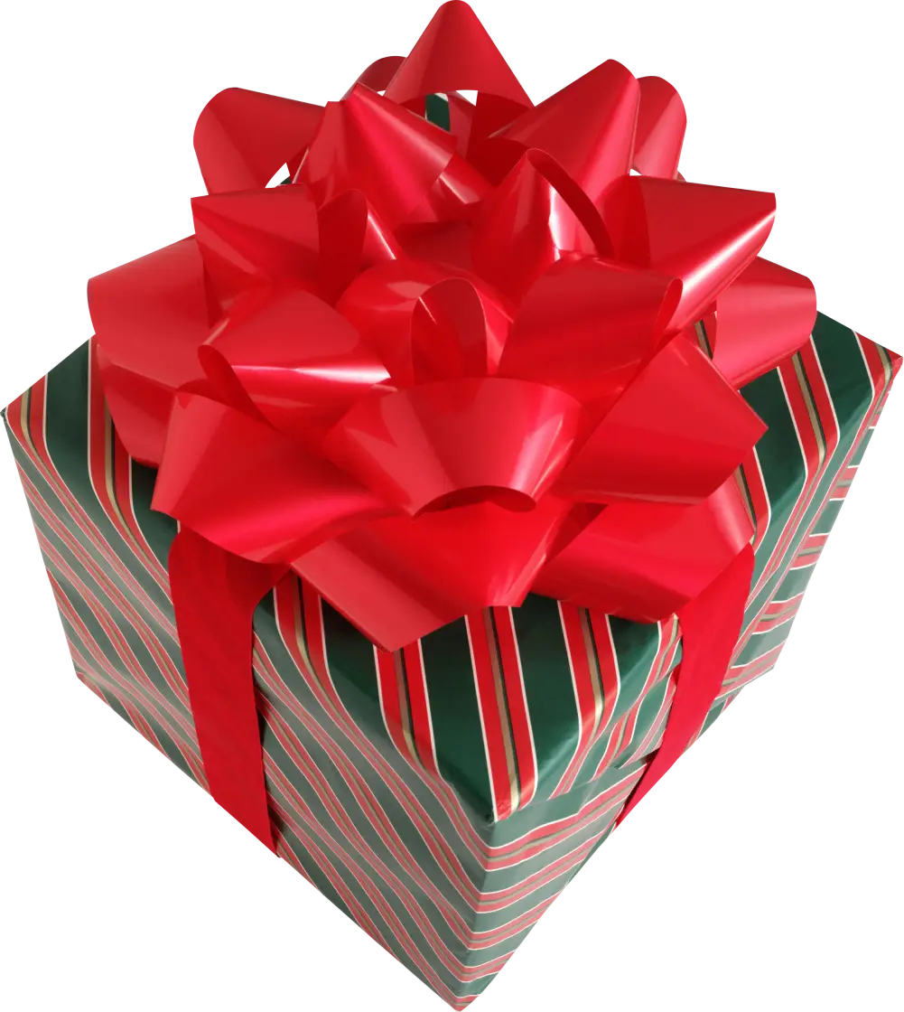 Festive Gift Box with Red Ribbon Bow