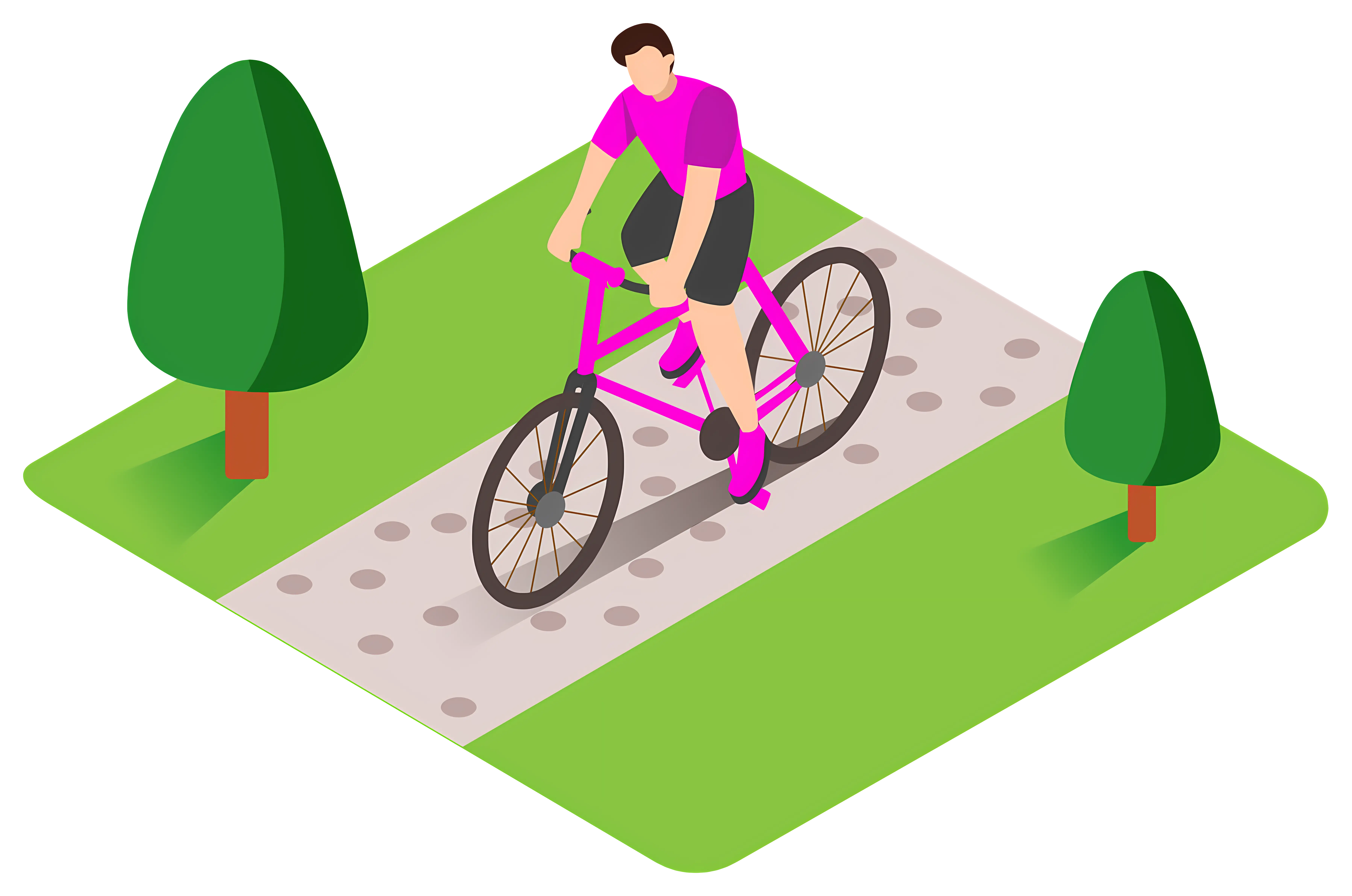 Cyclist Riding in the Park