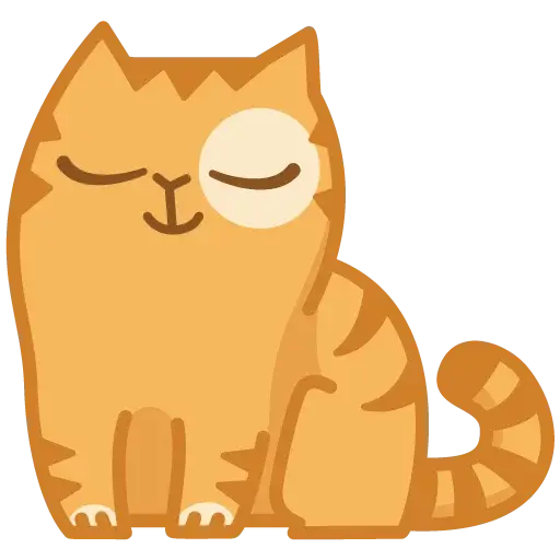 Cute Orange Cartoon Cat Sitting Calmly
