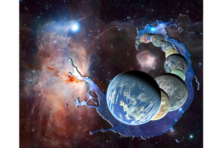 Cosmic Illustration with Earth and Planets