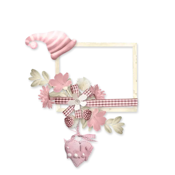 Cute Decorative Frame with Pink Flowers