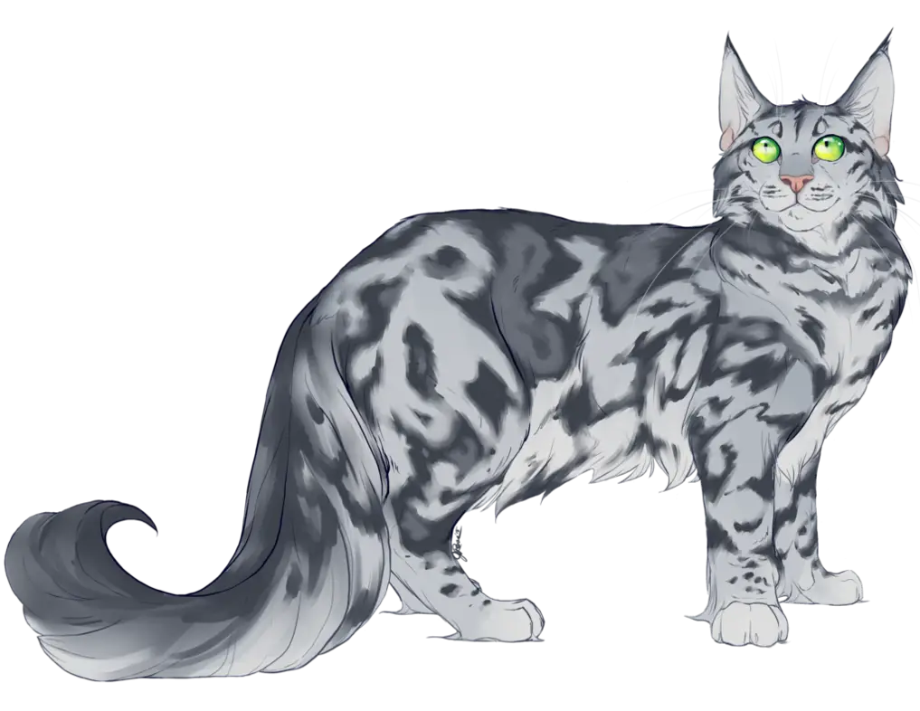 Gray Tabby Cat Drawing with Green Eyes