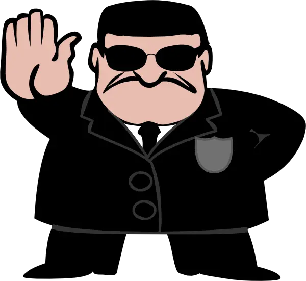 Cartoon Guard in Black Suit with Sunglasses