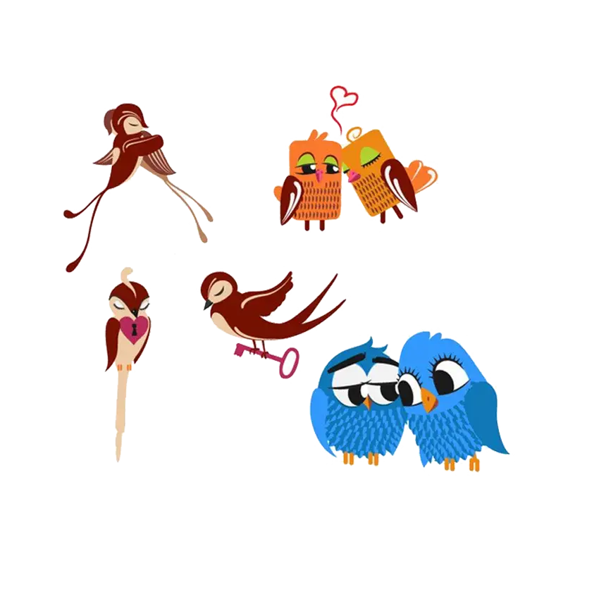 Cute Cartoon Birds in Love