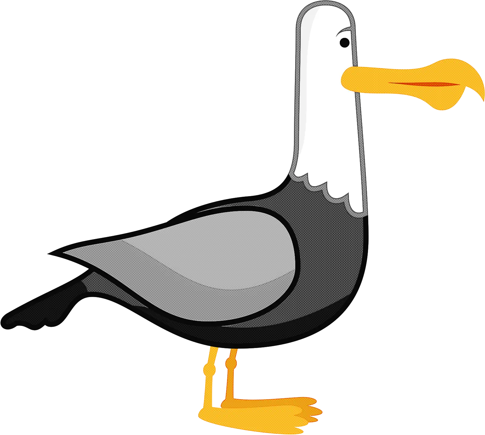 Grey Cartoon Bird with Yellow Beak