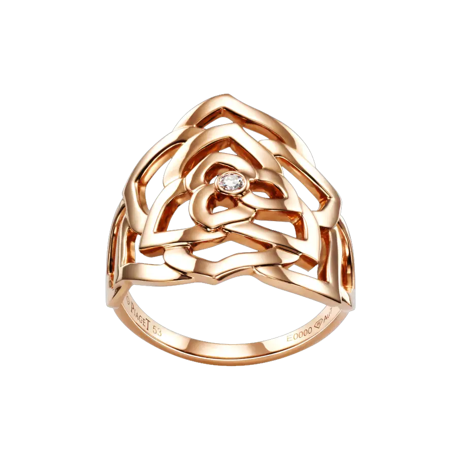Delicate Gold Rose-Shaped Ring with Diamond Accent