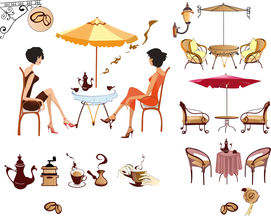 Illustration of Coffee Shop Scene