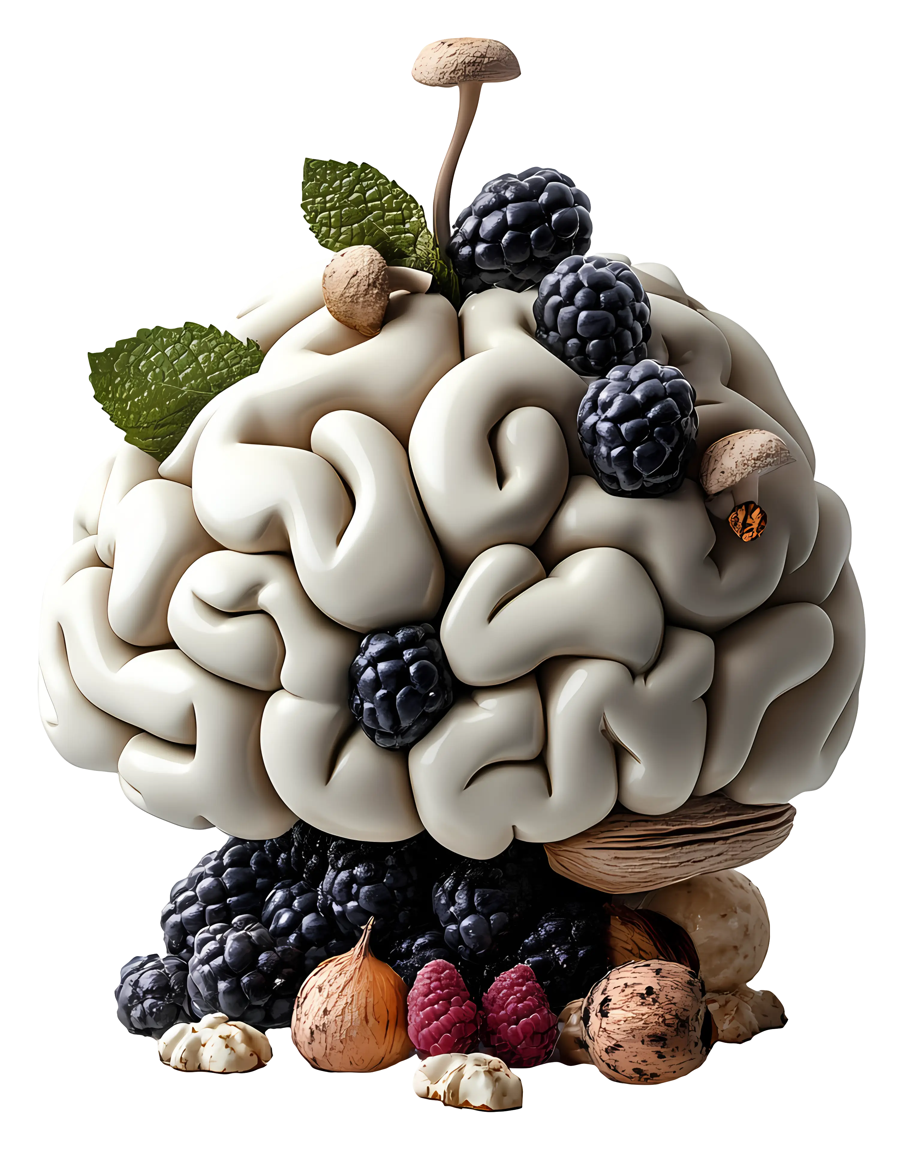 Brain with Berries Illustration