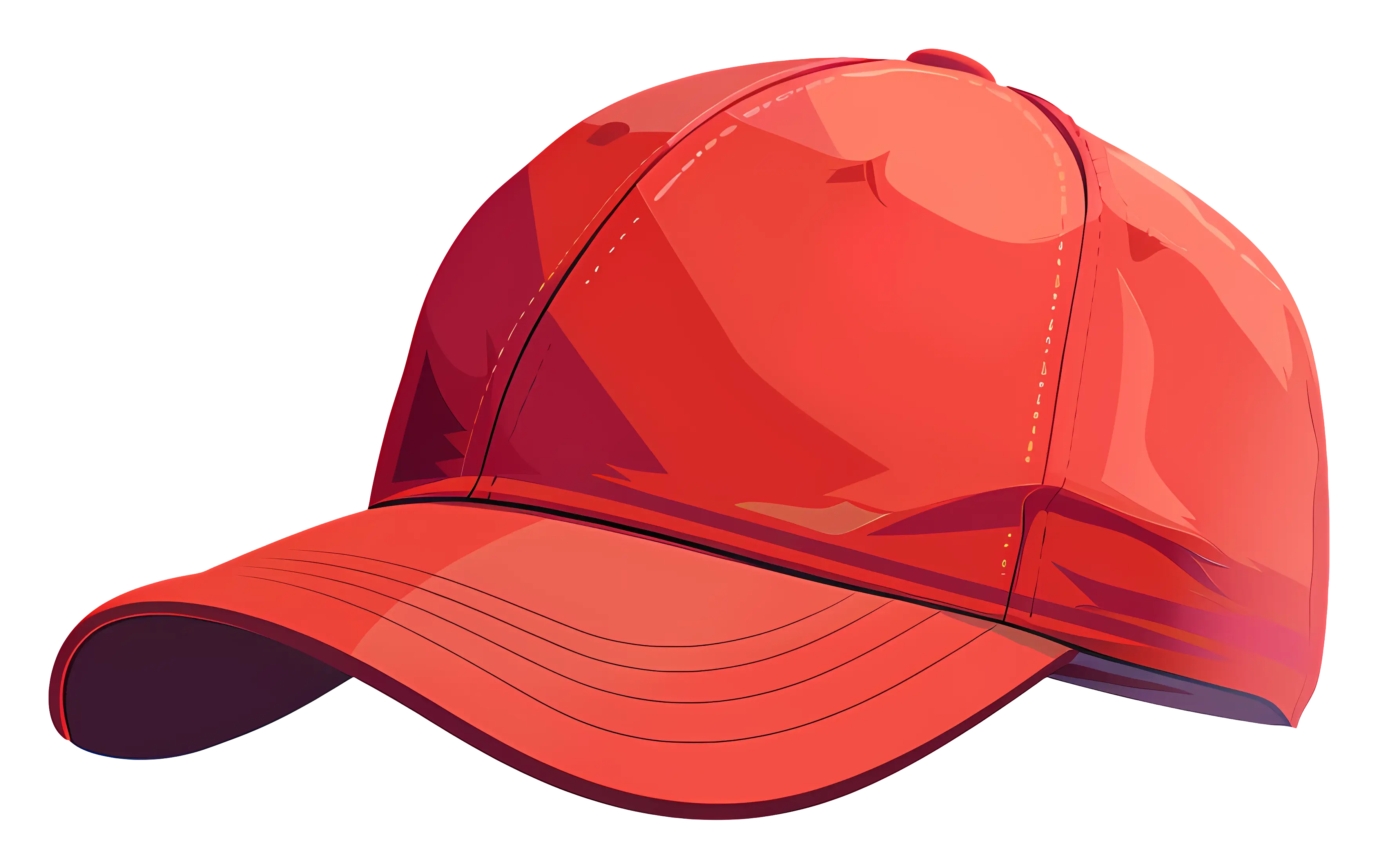 Red Baseball Cap with Brim