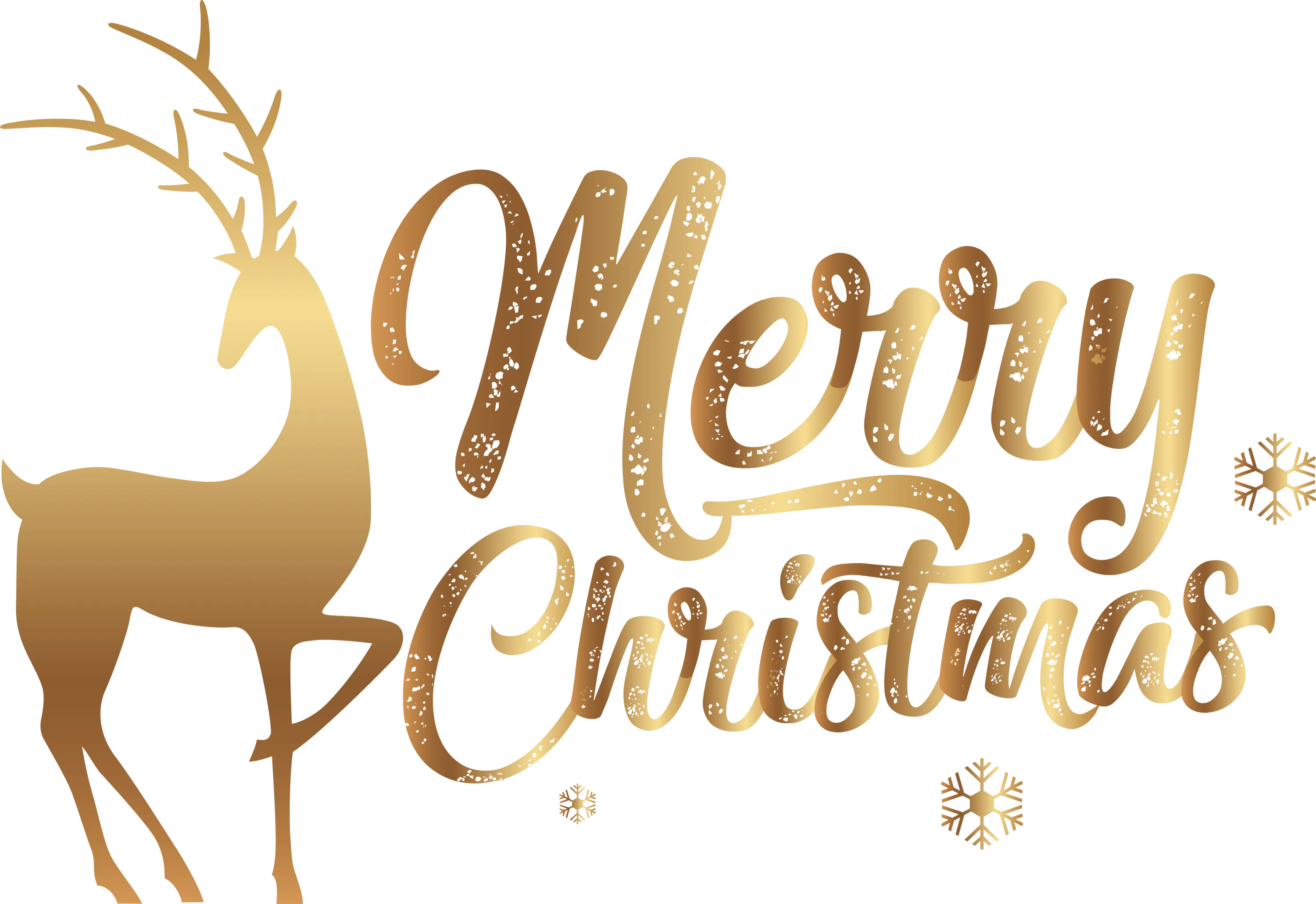 Merry Christmas Text with Gold Reindeer