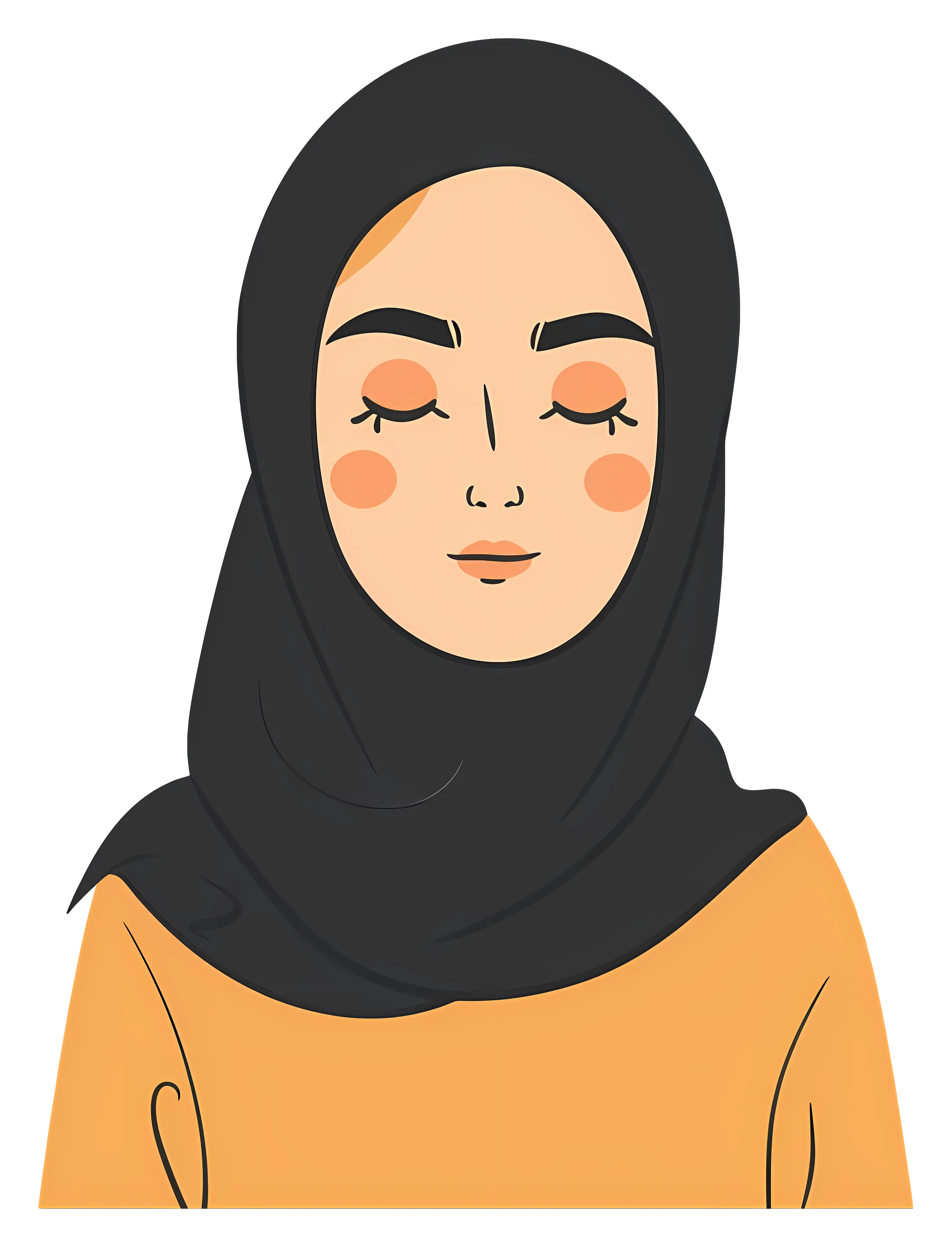 Woman in Hijab Illustration with a Calm Expression