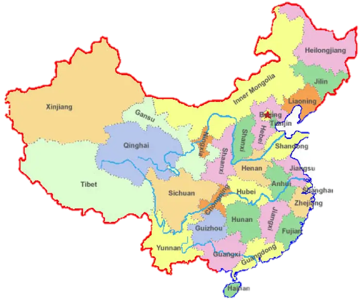 Detailed Map of China with Provinces