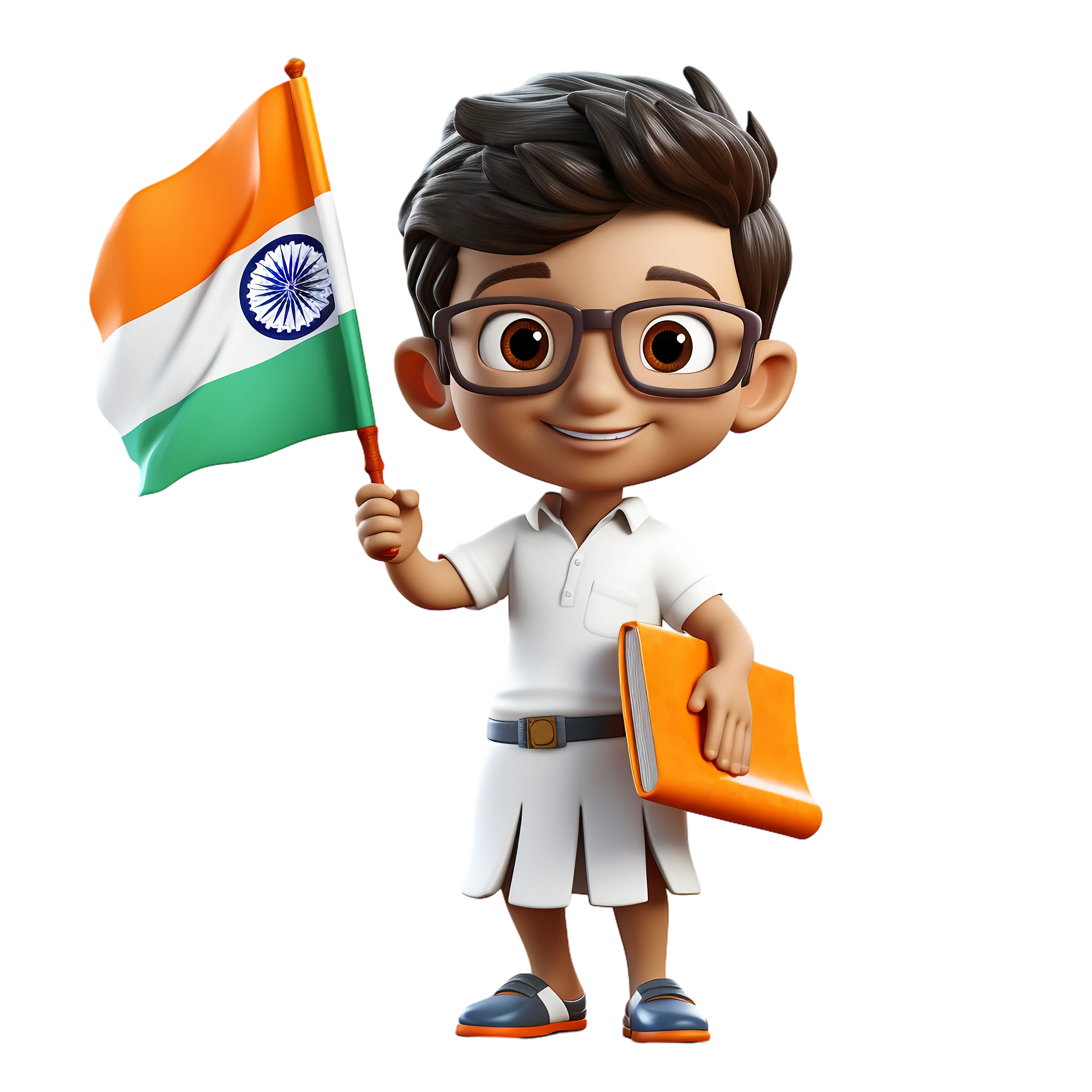 Animated Boy Holding Flag