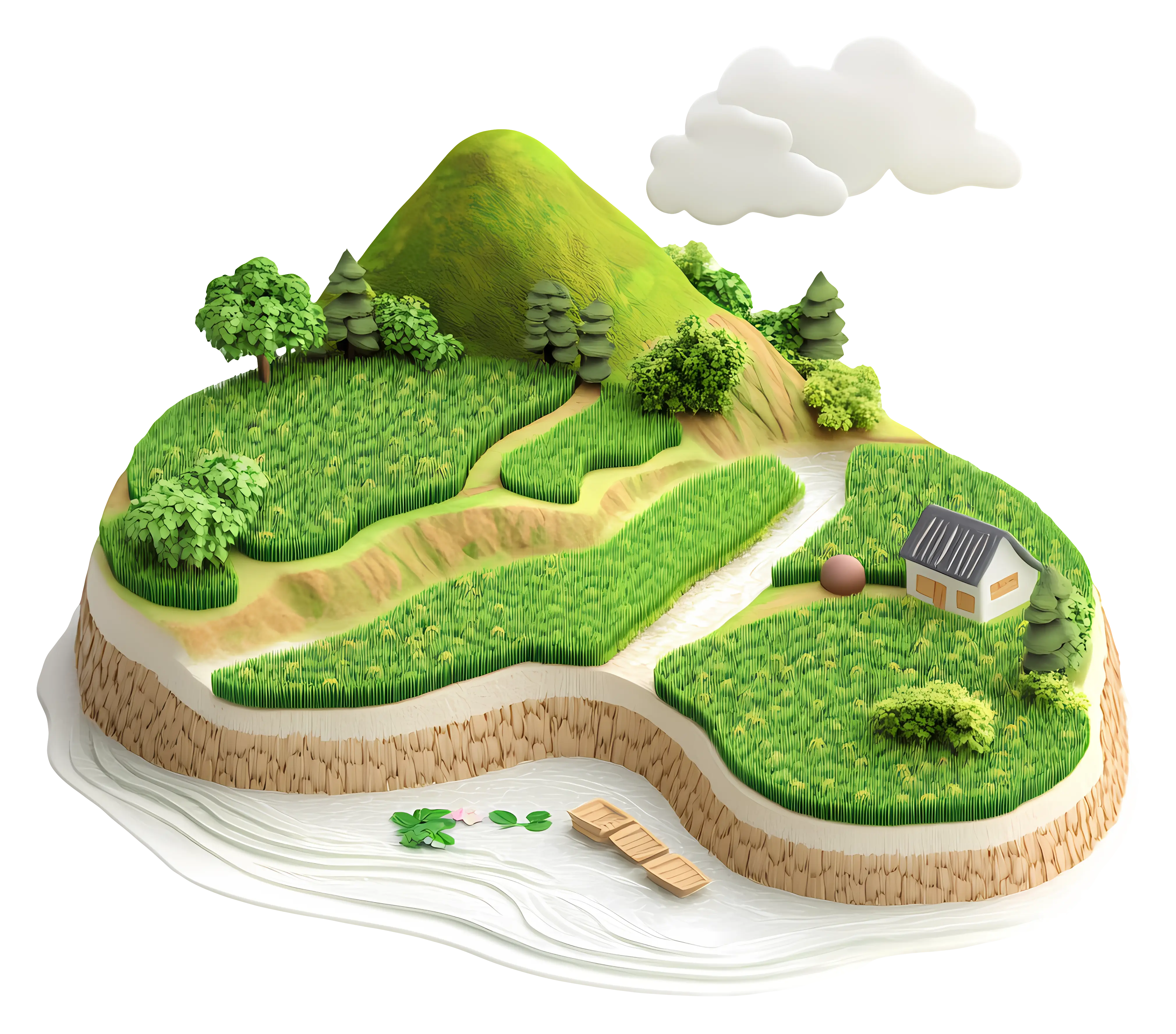 Miniature Green Island Landscape