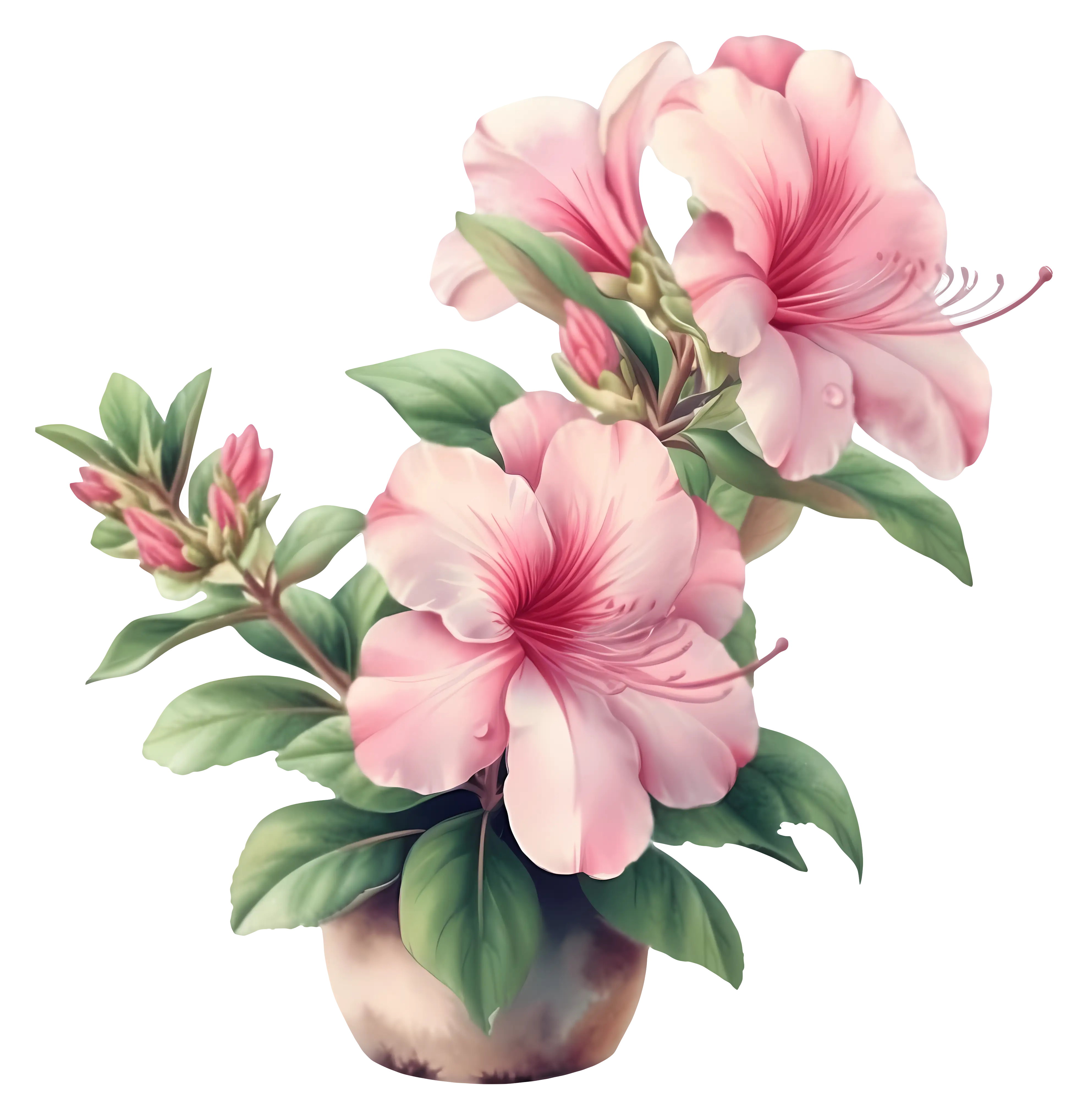Azalea Flowers in a Decorative Vase