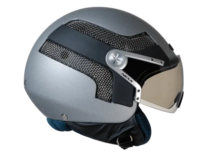 Modern Silver Motorcycle Helmet with Visor