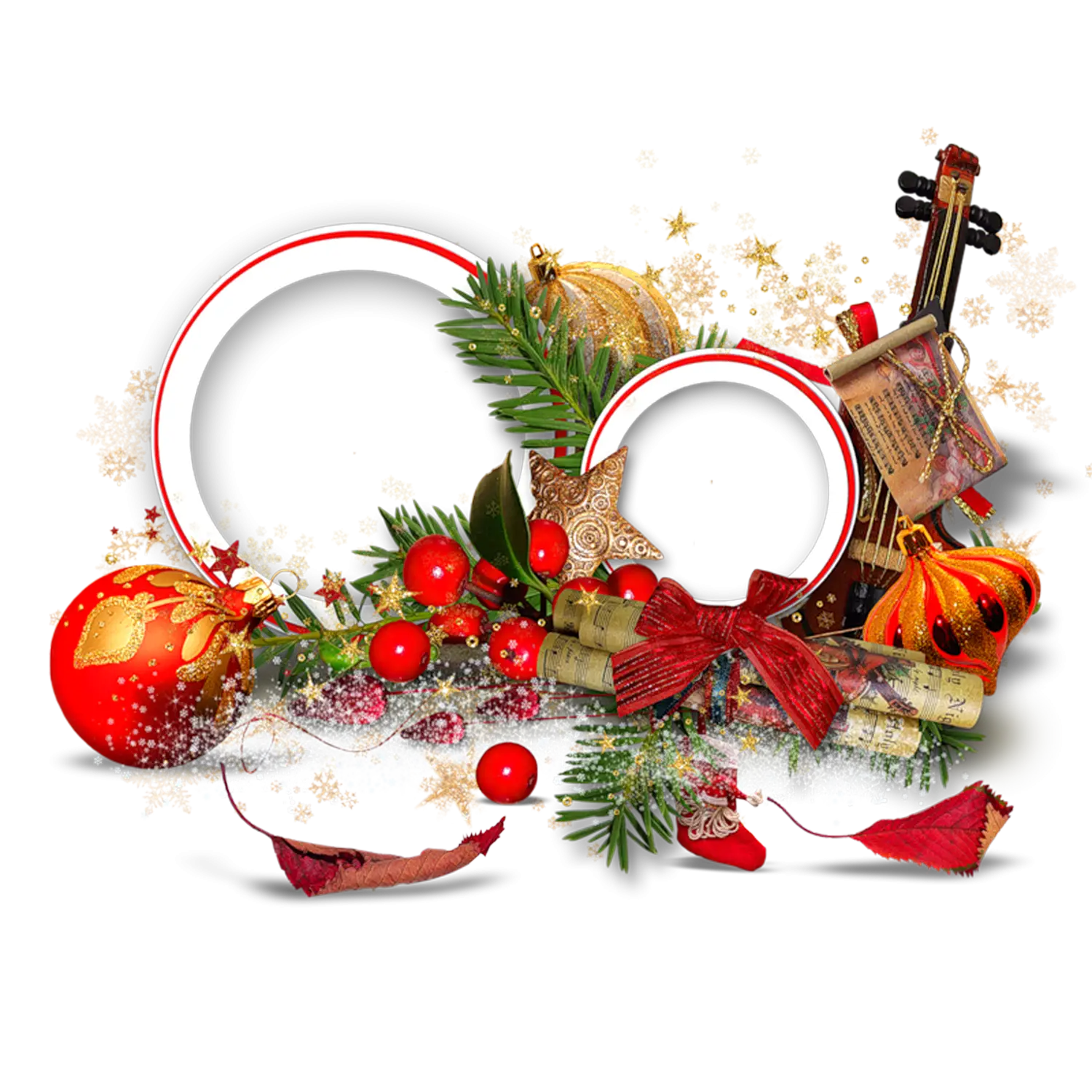 Christmas Decorations with Ornaments and Pine