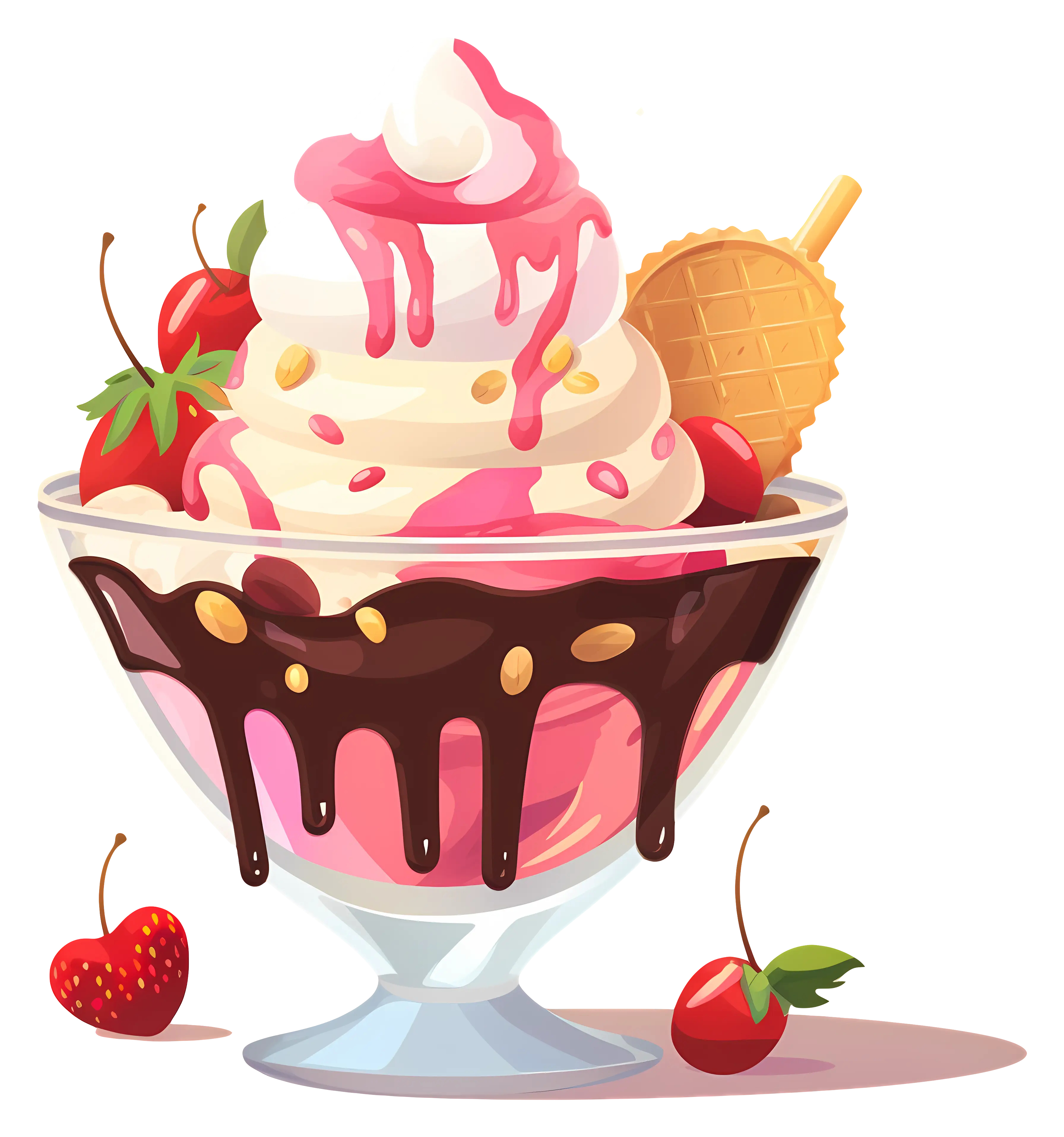 Ice Cream Sundae with Chocolate and Fruit