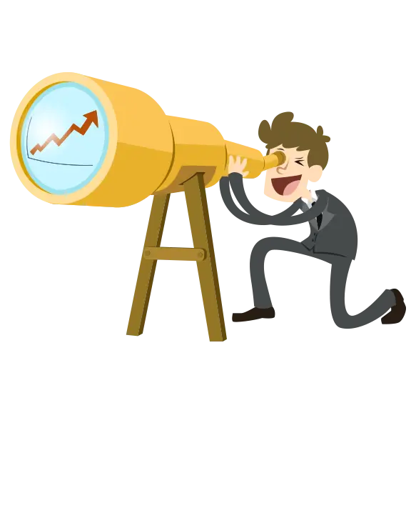Cartoon of Man Observing with Binoculars
