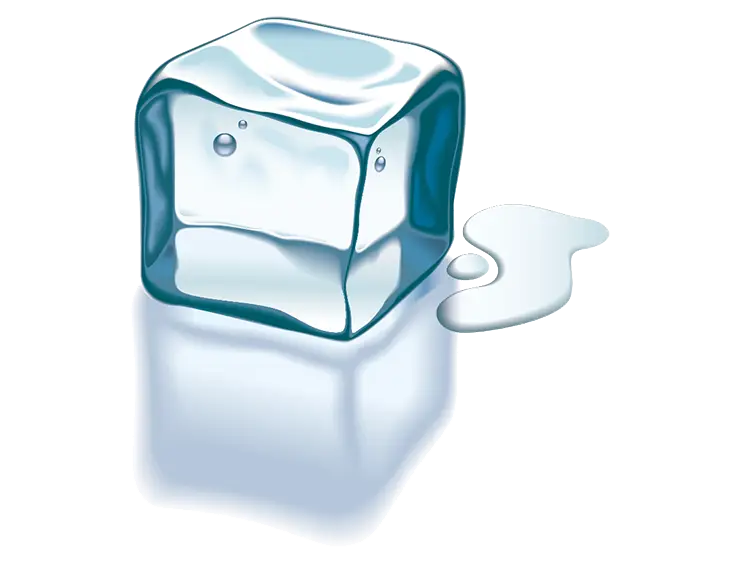 Transparent Ice Cube Melting with Water Droplet