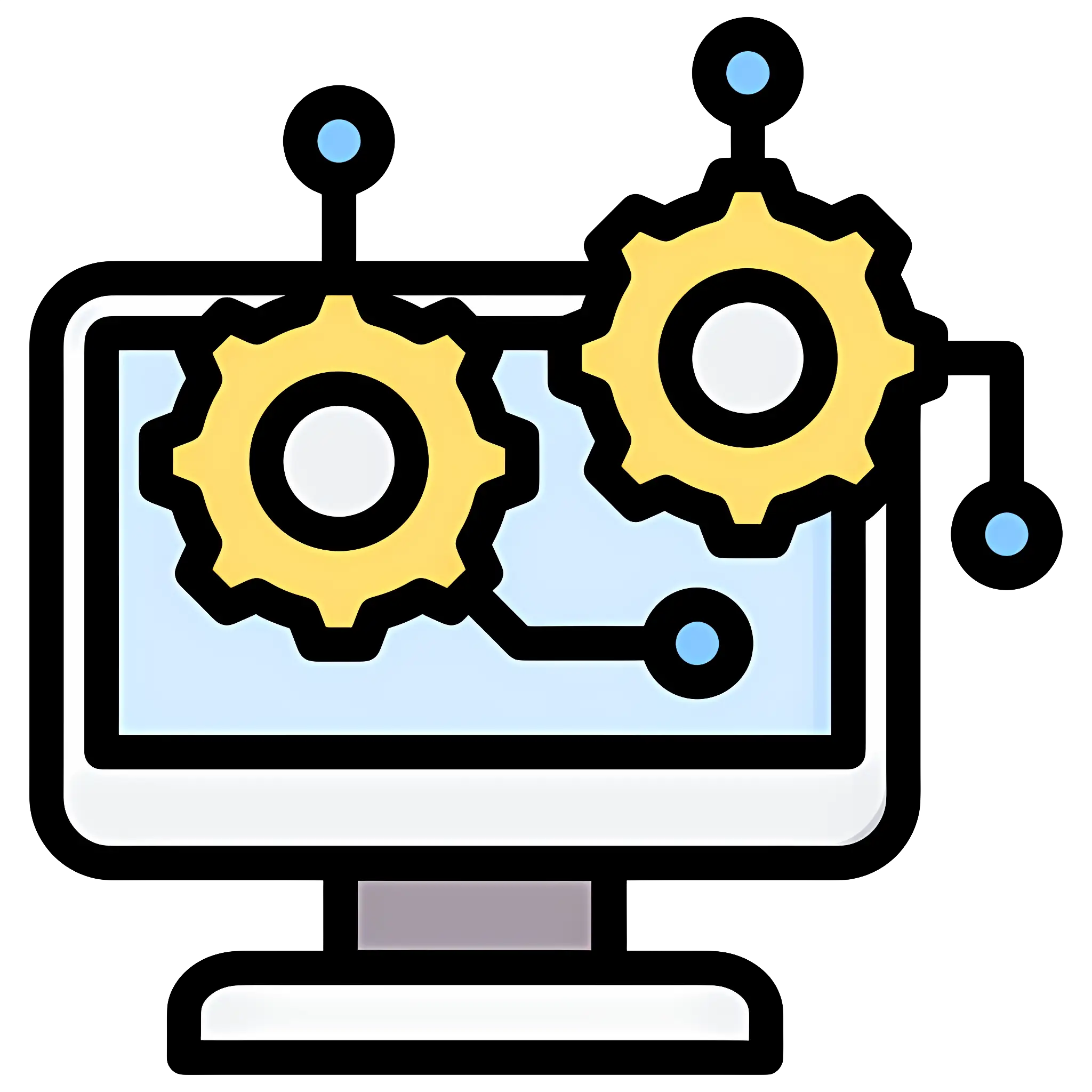 Computer and Gears Automation Illustration