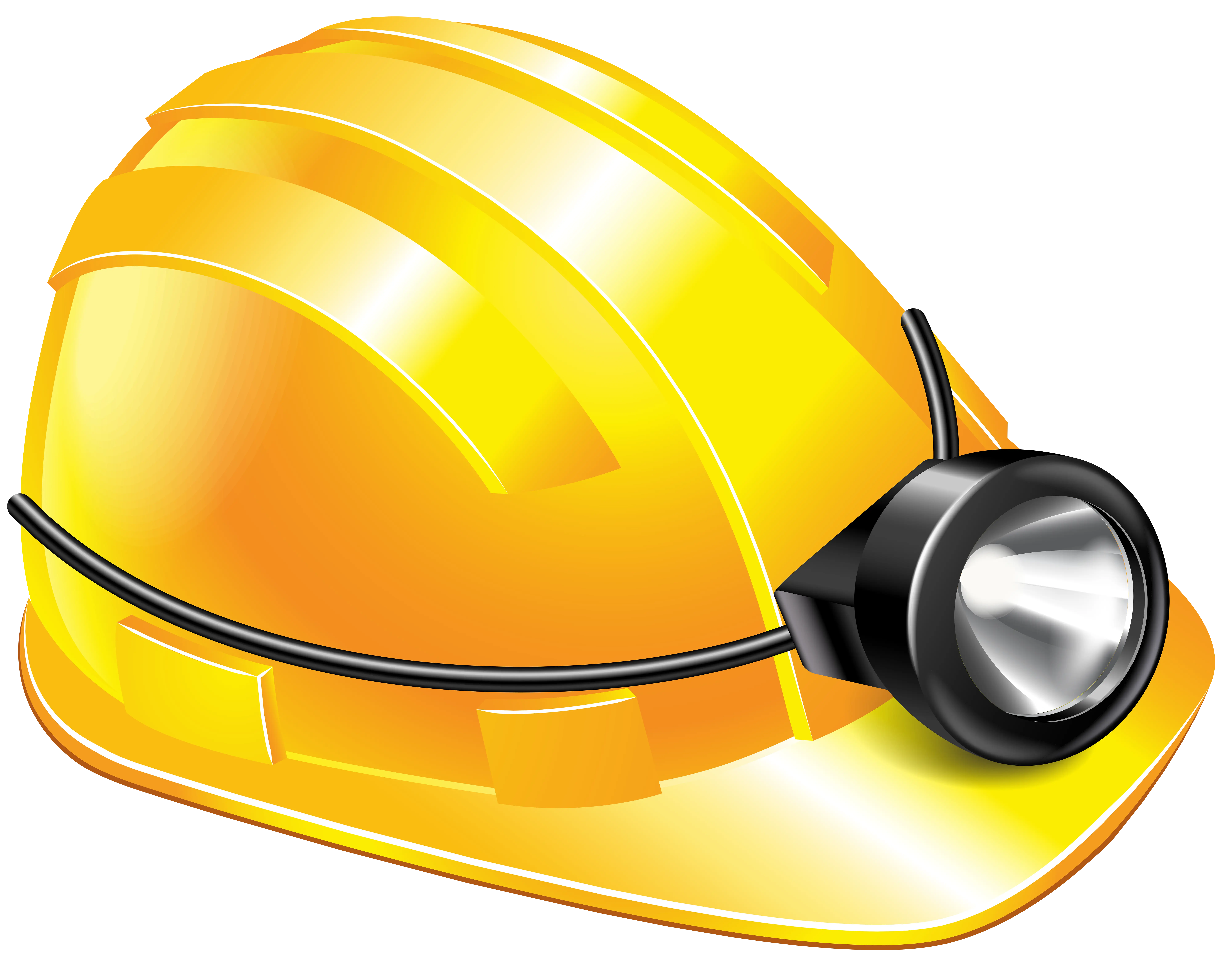 Yellow Safety Helmet with Headlamp
