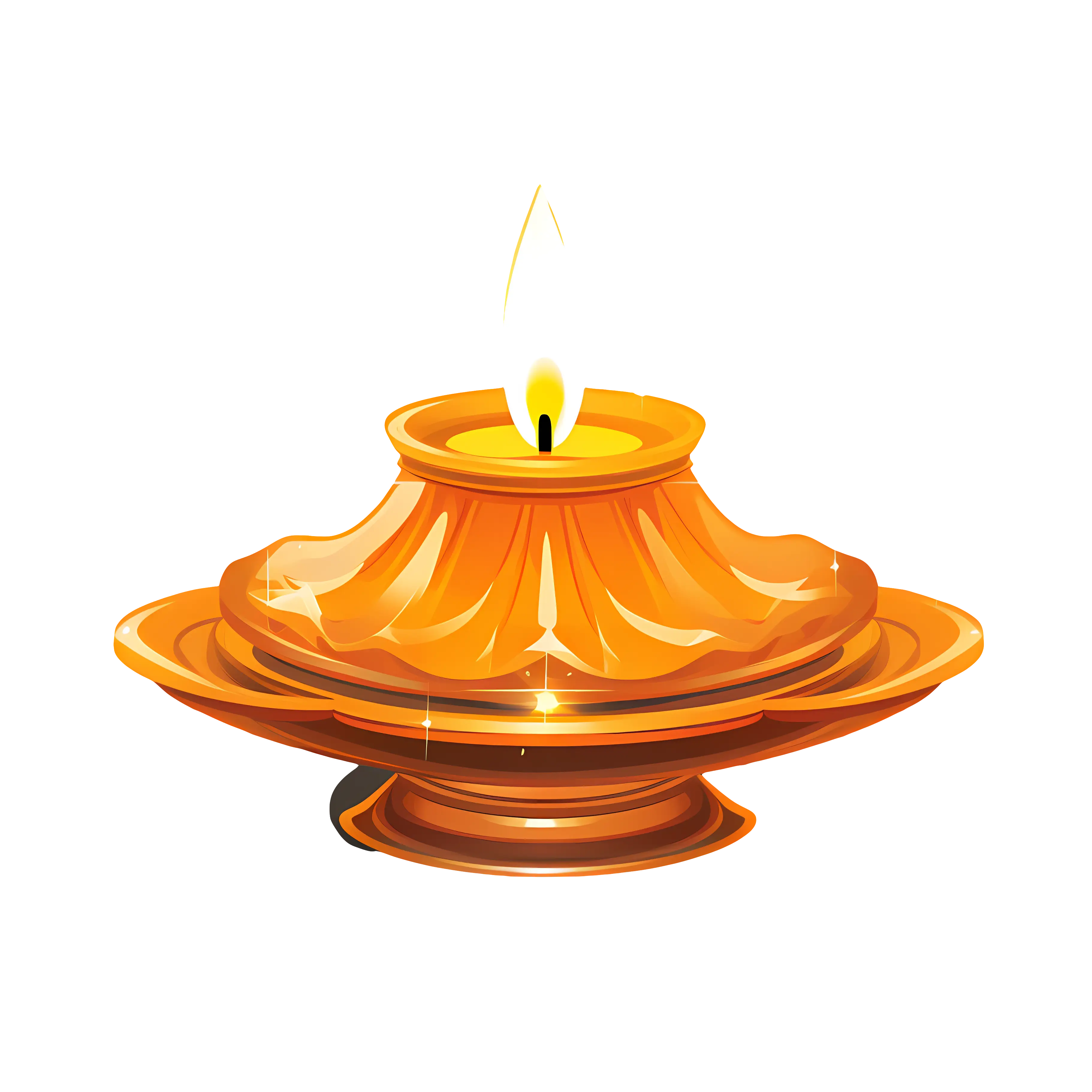 Golden Oil Lamp Glowing Brightly for Diwali
