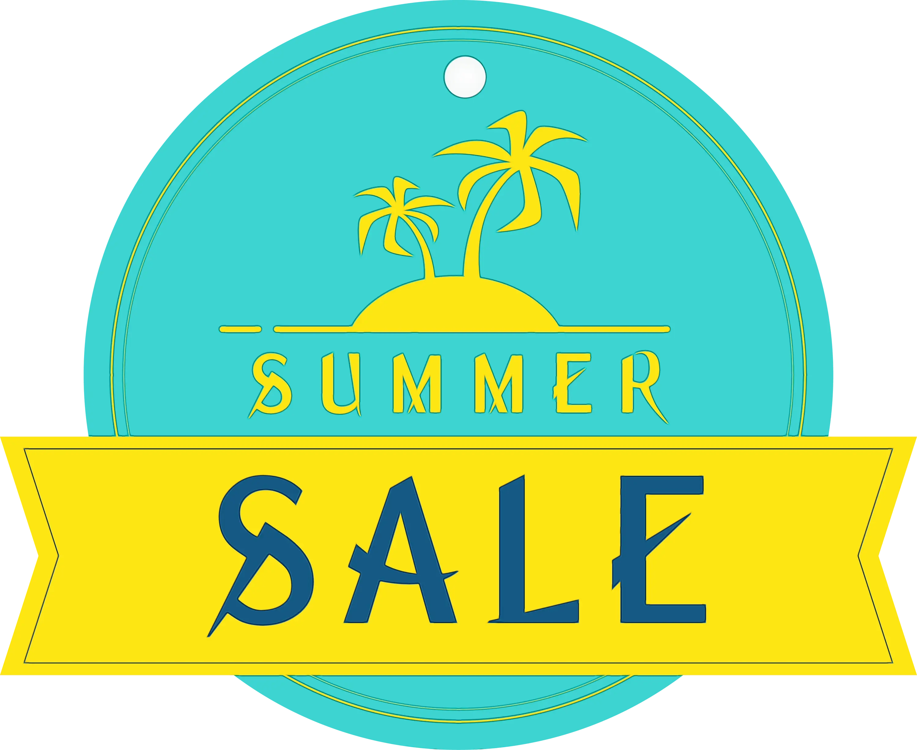 Bright Summer Sale Sign with Palm Trees