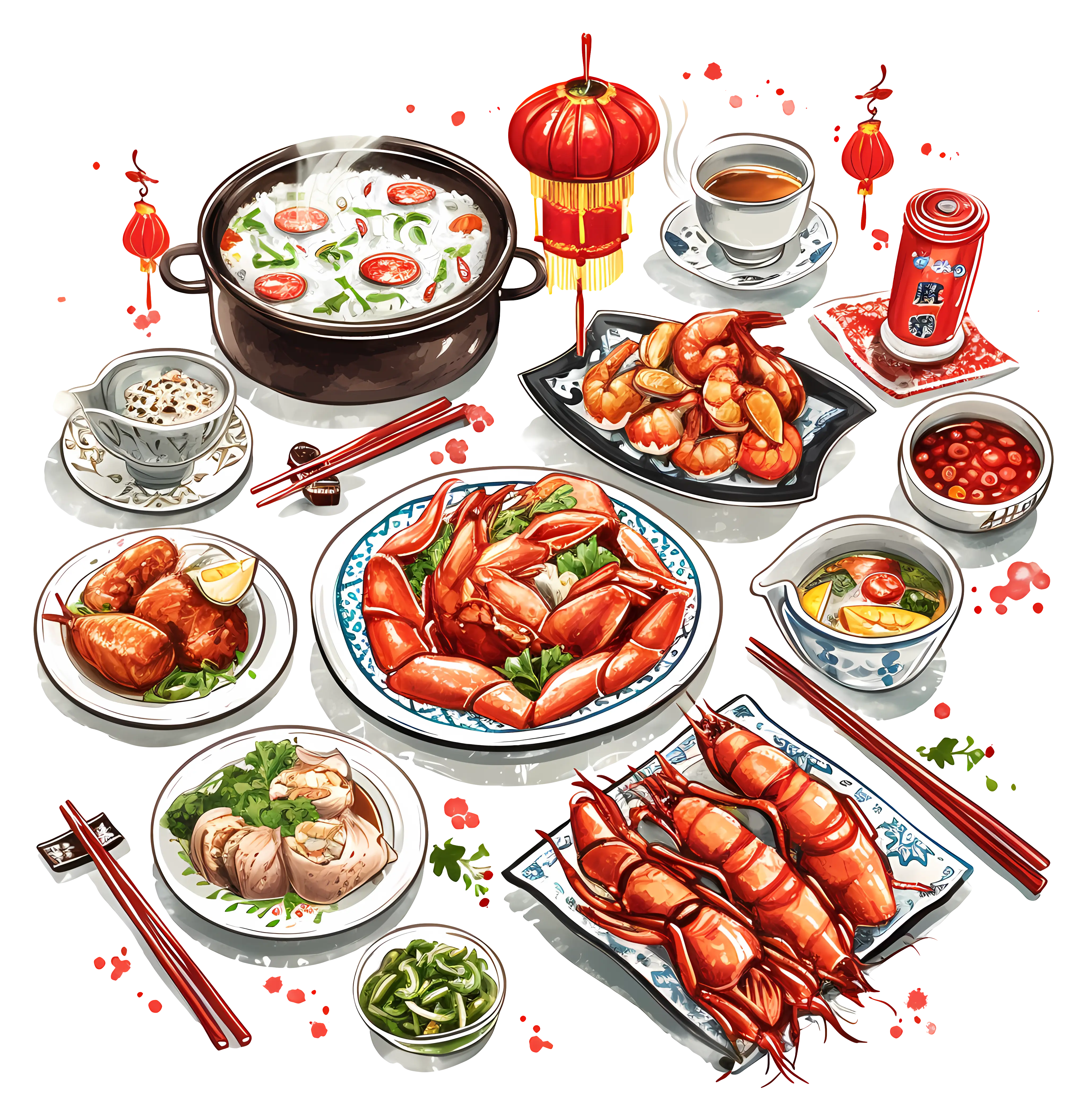 Traditional Chinese Food Spread
