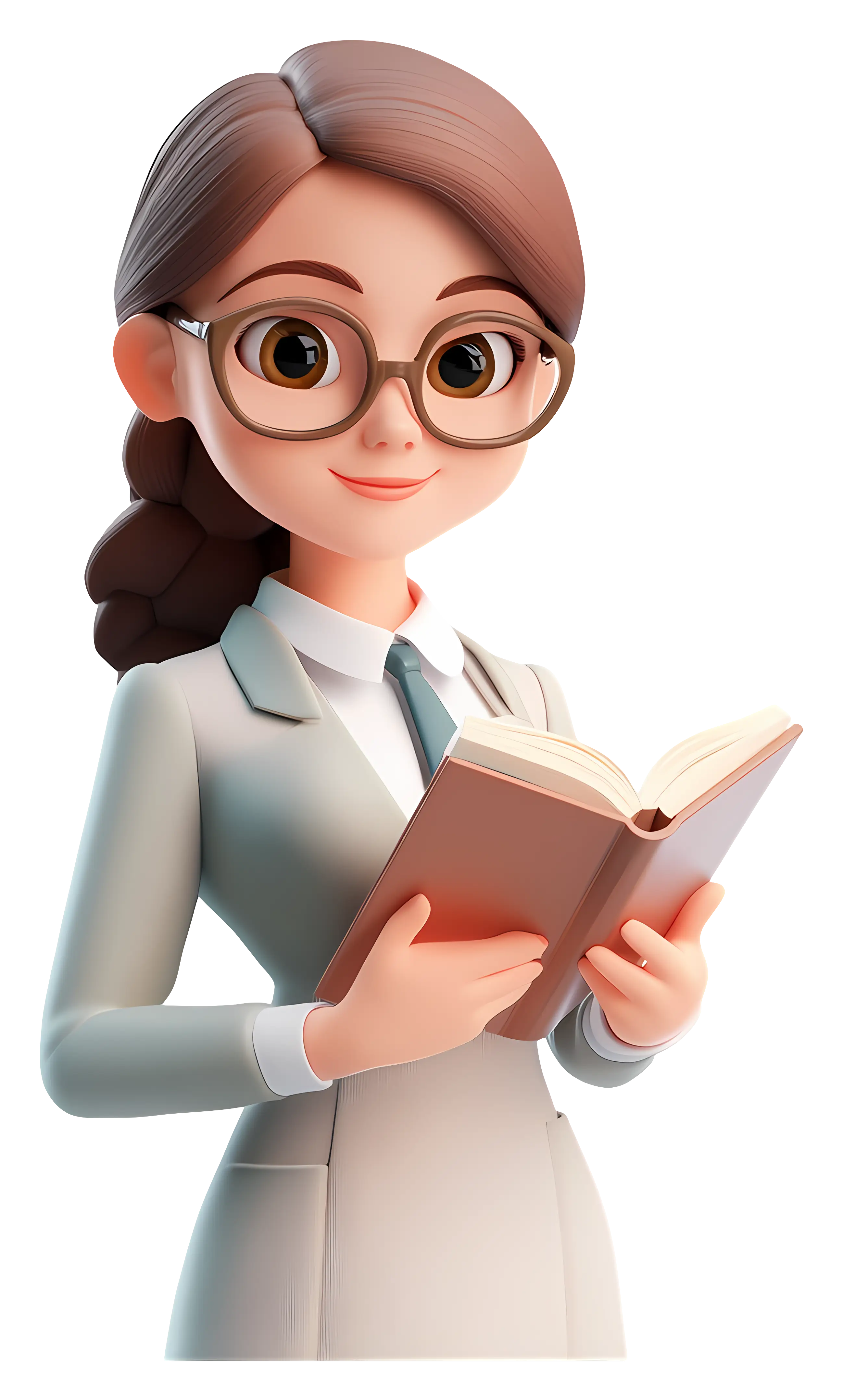 Cartoon Woman Reading a Book