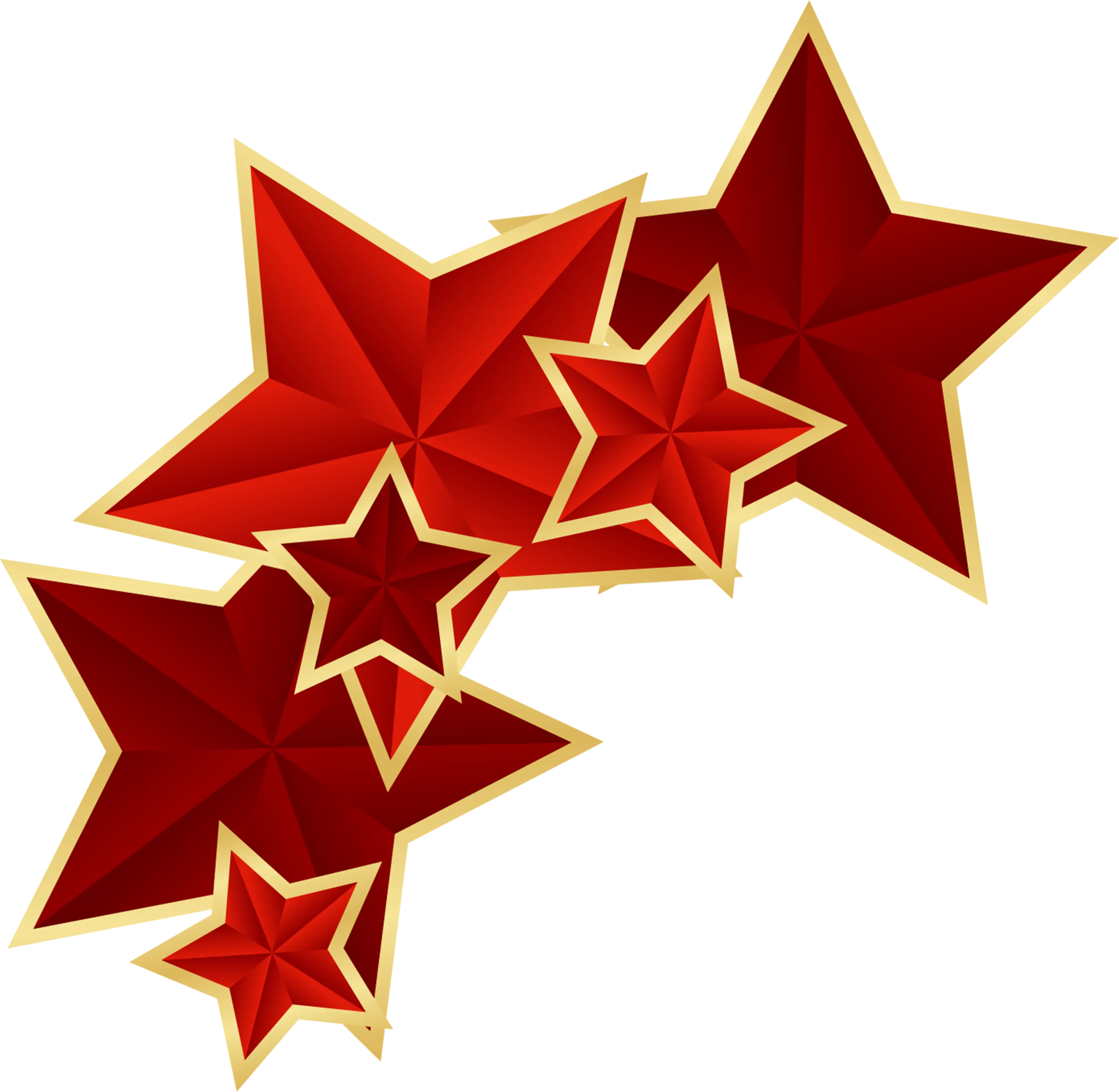 Red Decorative Stars with Golden Borders