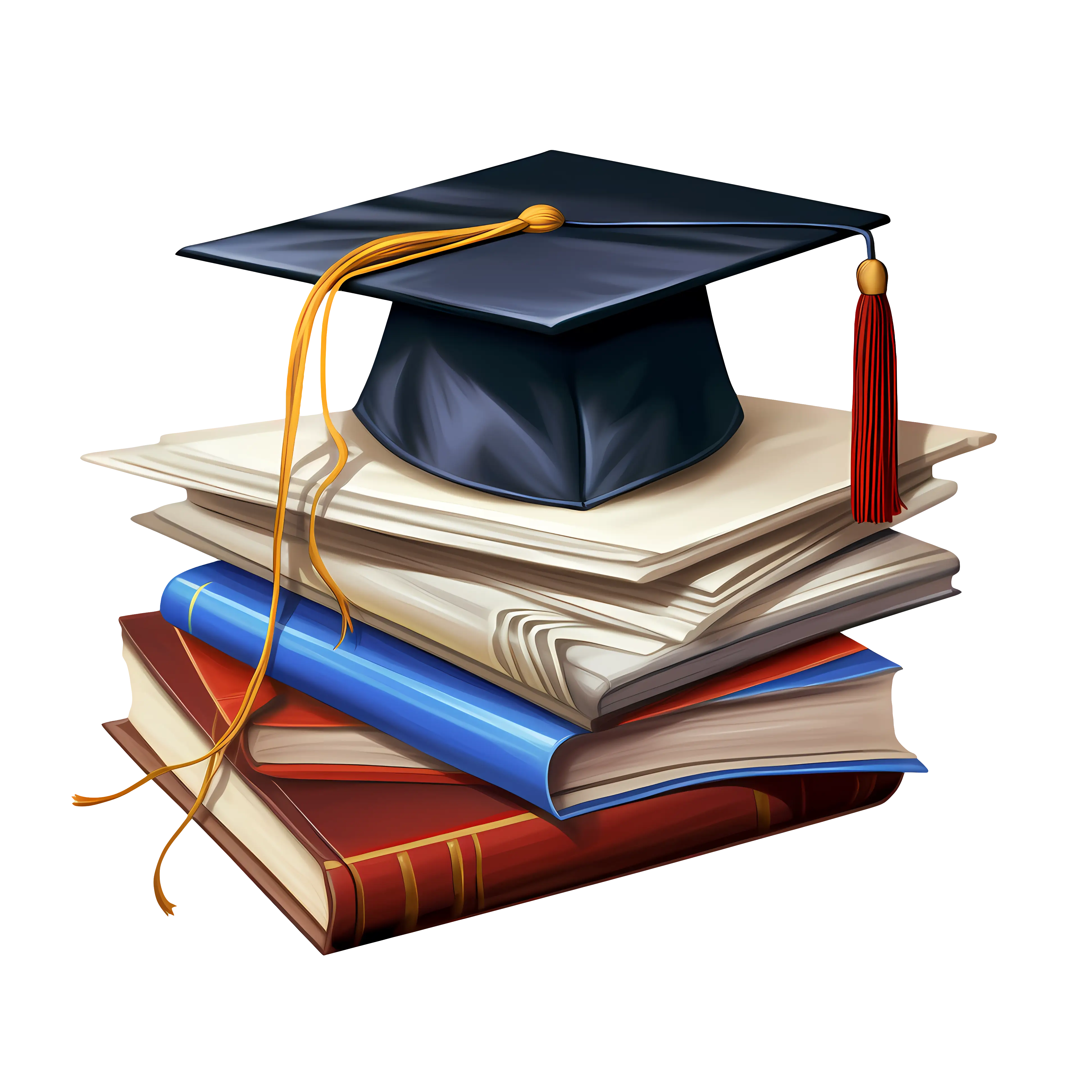 Graduation Cap on a Stack of Books Illustration