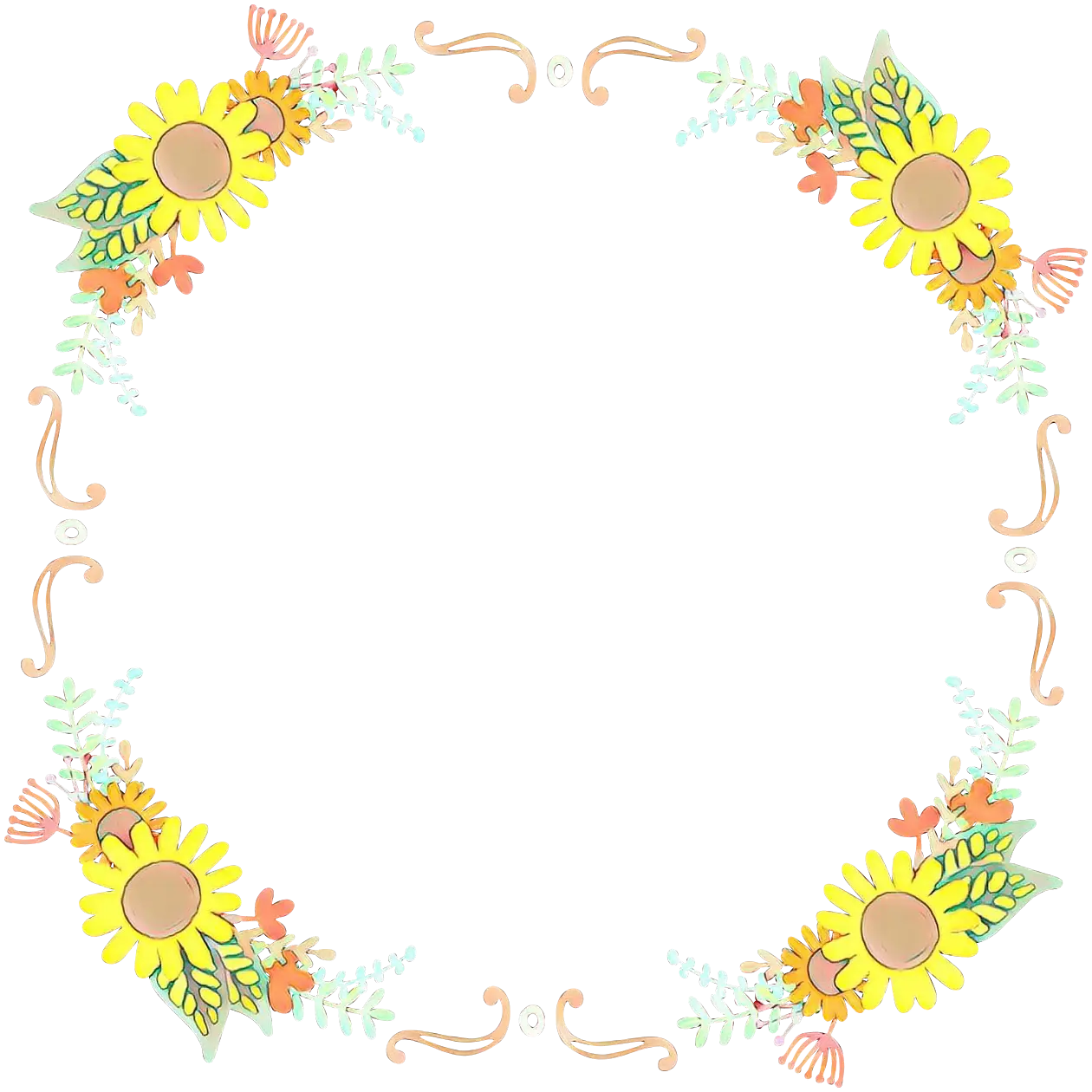 Beautiful Floral Frame with Sunflowers