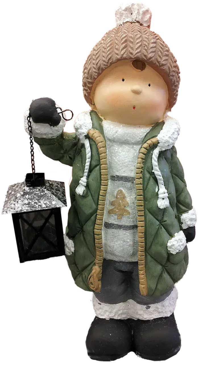 Winter Child Figurine with Lantern