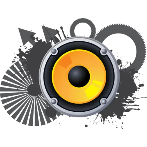 Yellow Speaker with Artistic Background