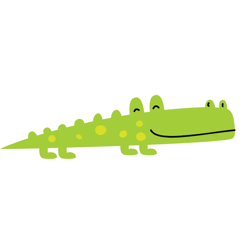 Cute Green Crocodile Cartoon Illustration