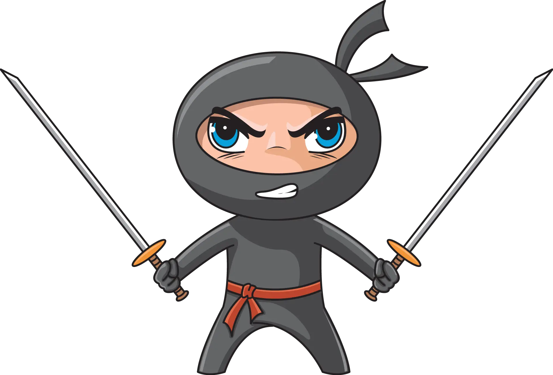 Cartoon Ninja with Swords