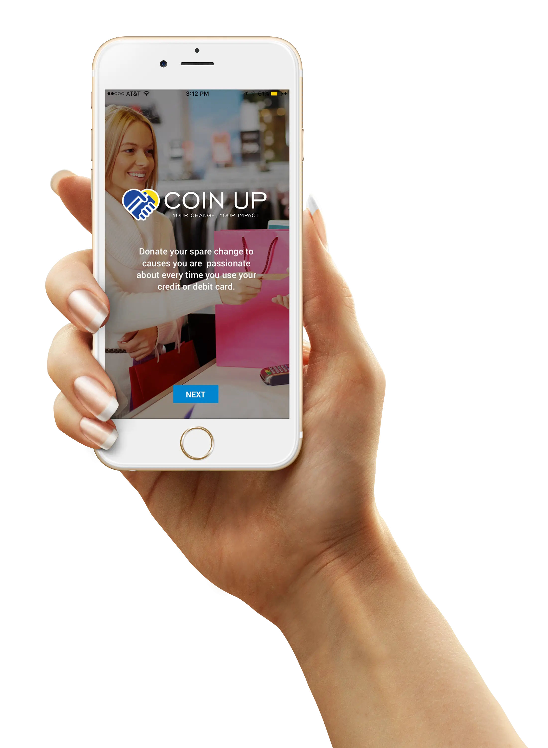 Hand Holding Phone with Donation App