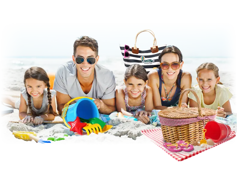 Happy Family Enjoying Beach Picnic