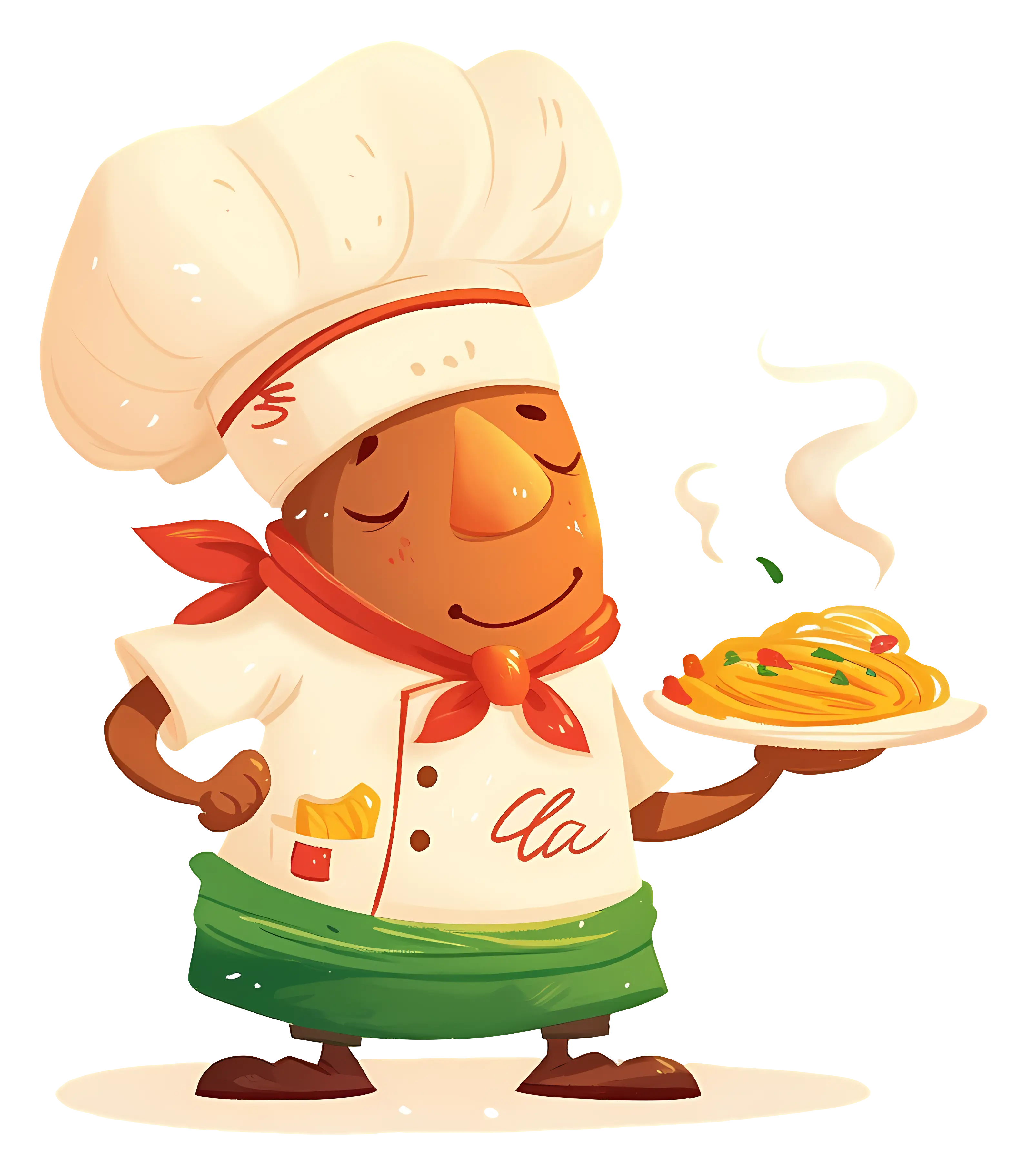 Cartoon Chef with Pasta Dish