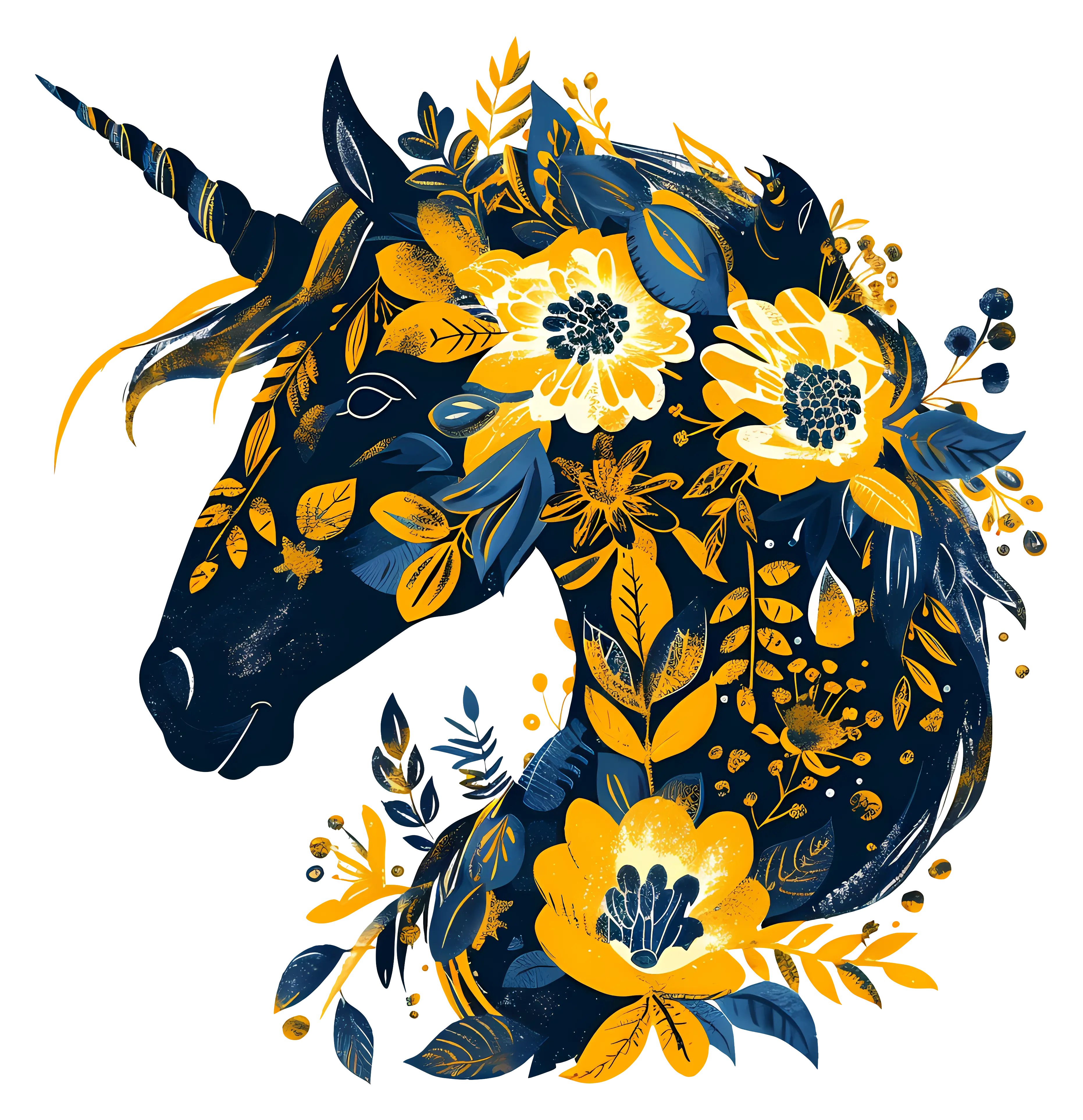 Decorative Floral Unicorn Illustration