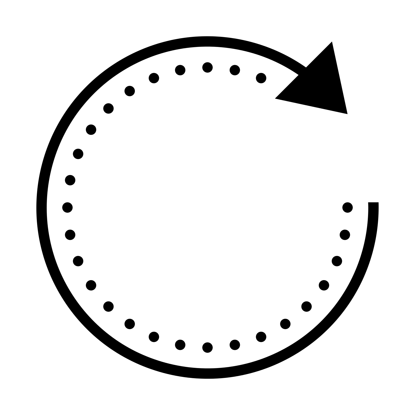 Black Circular Arrow with Dotted Line