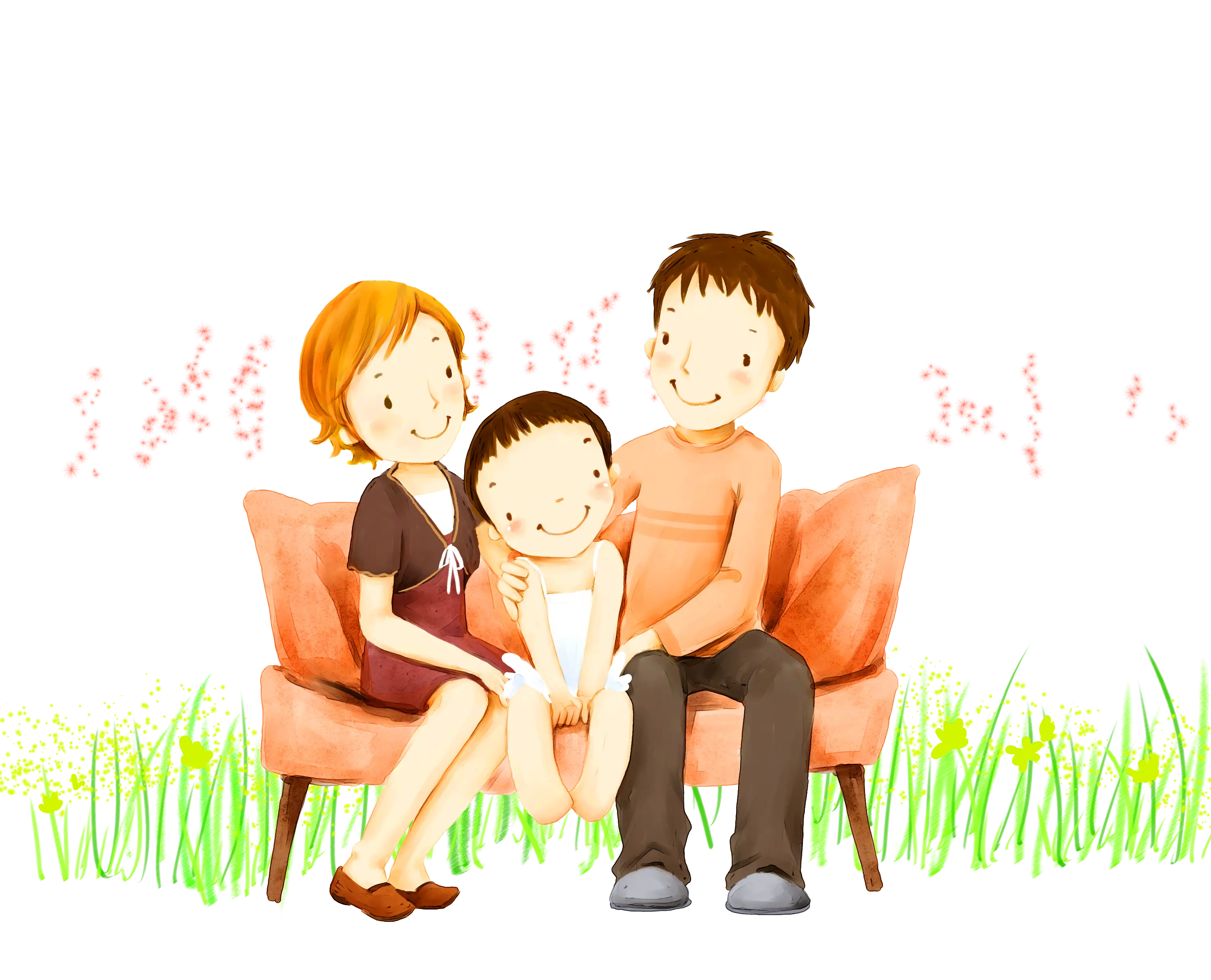 Happy Family Illustration Sitting Together