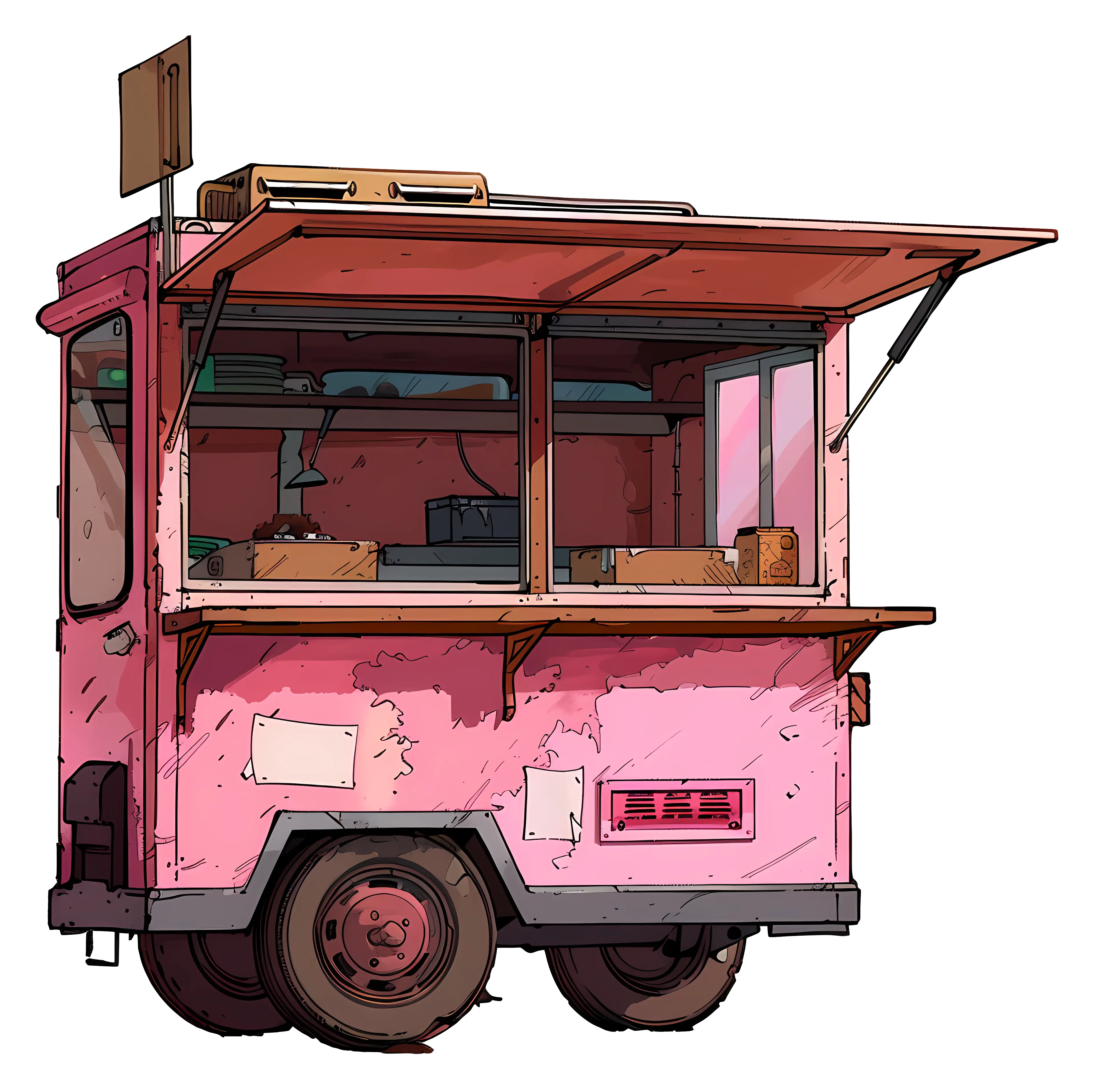 Pink Food Truck Illustration