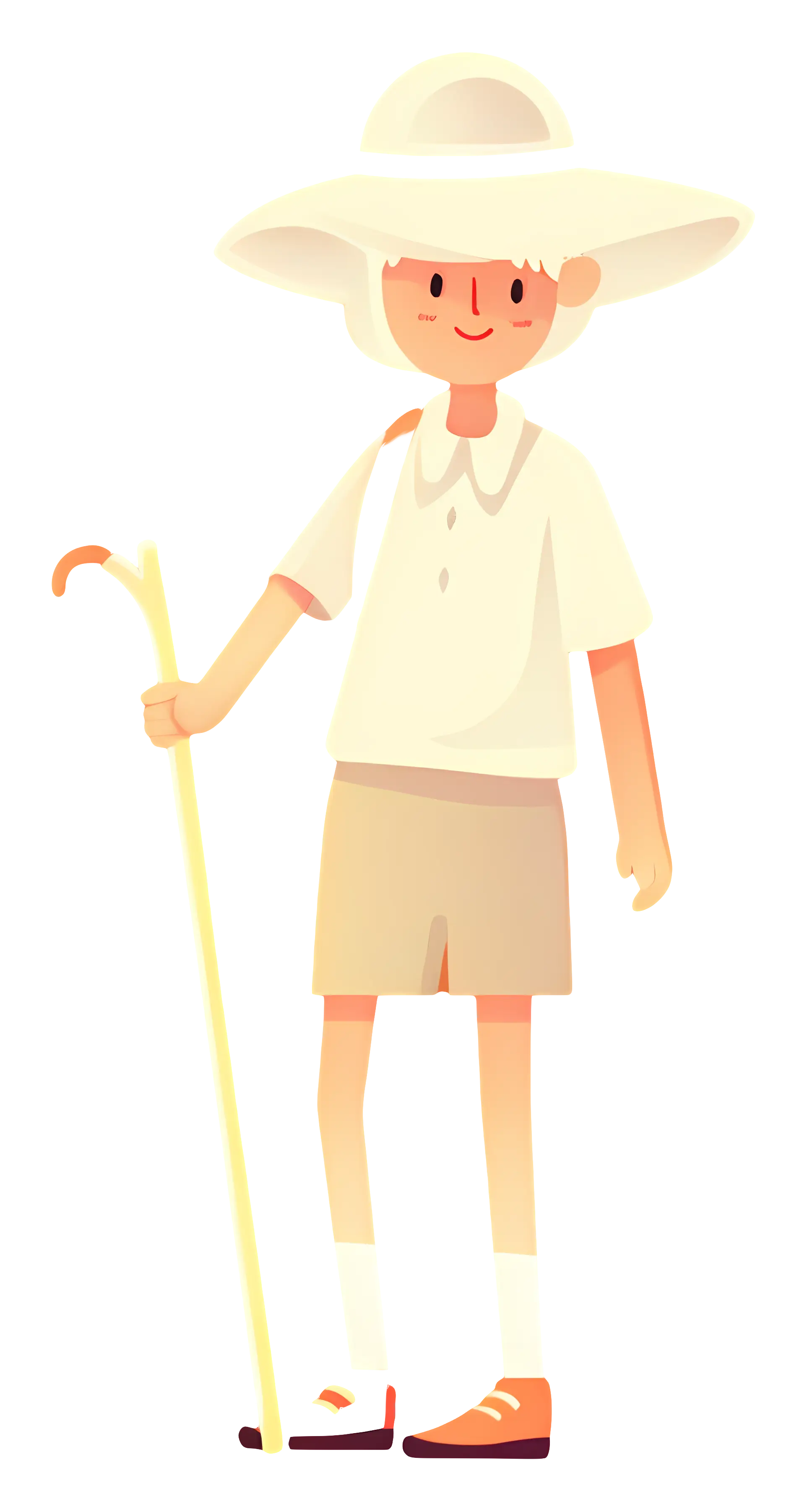 Boy Explorer with Hat and Cane