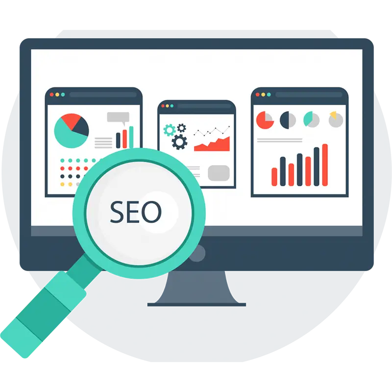 SEO Concept Illustration with Magnifying Glass