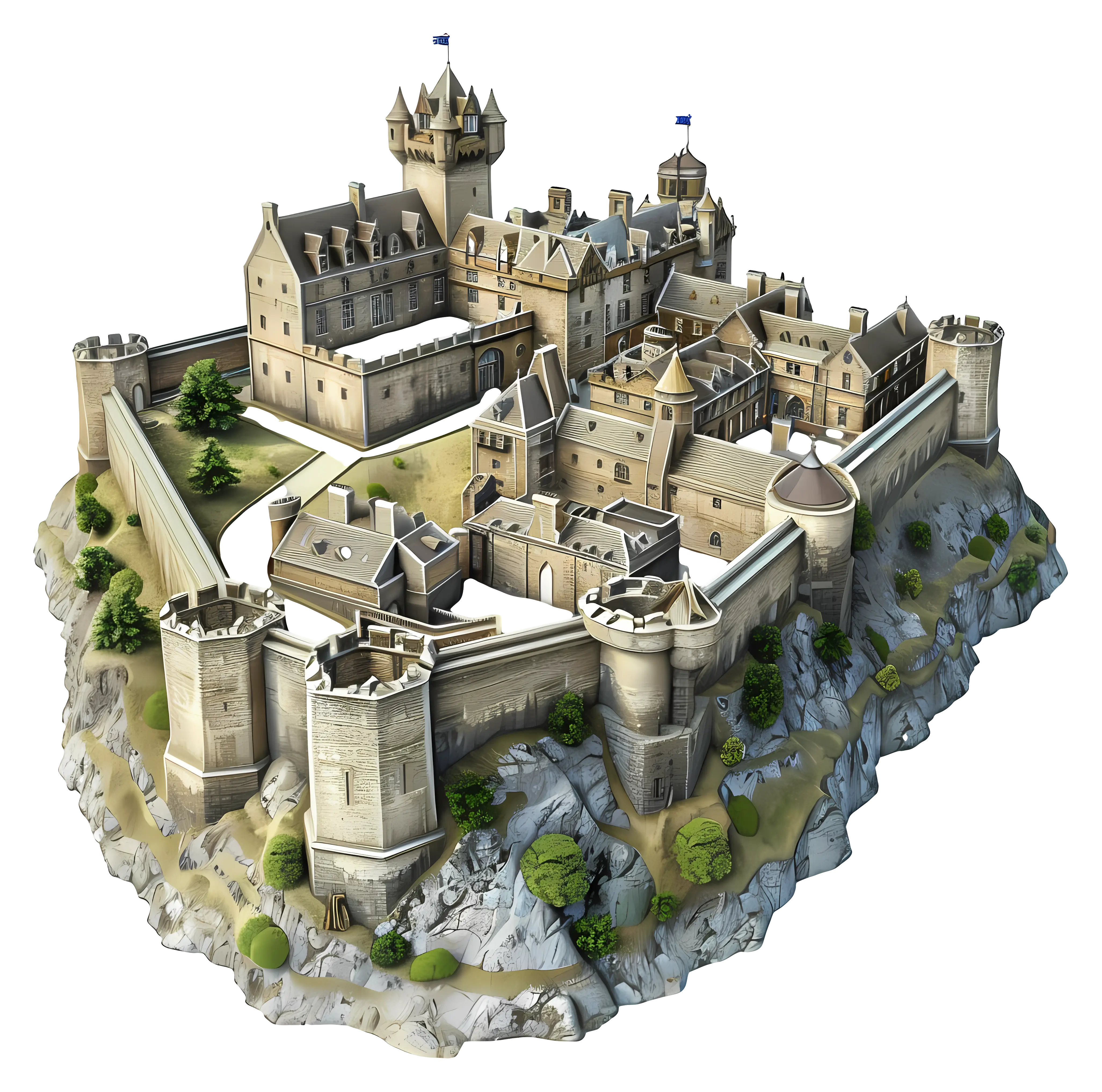 Large Stone Fortress on Hill